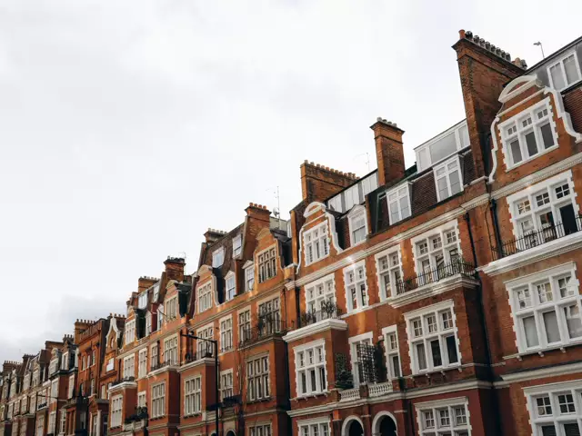 Red-brick Victorian mansion block of flats in London