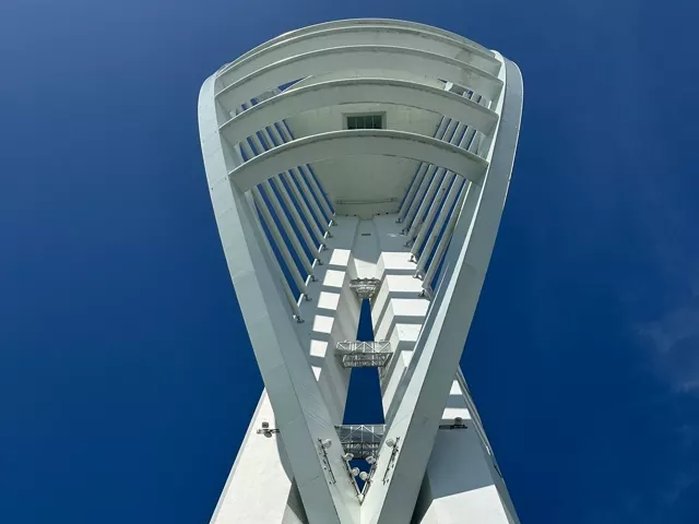 The Spinnaker Tower in Portsmouth against a blue sky